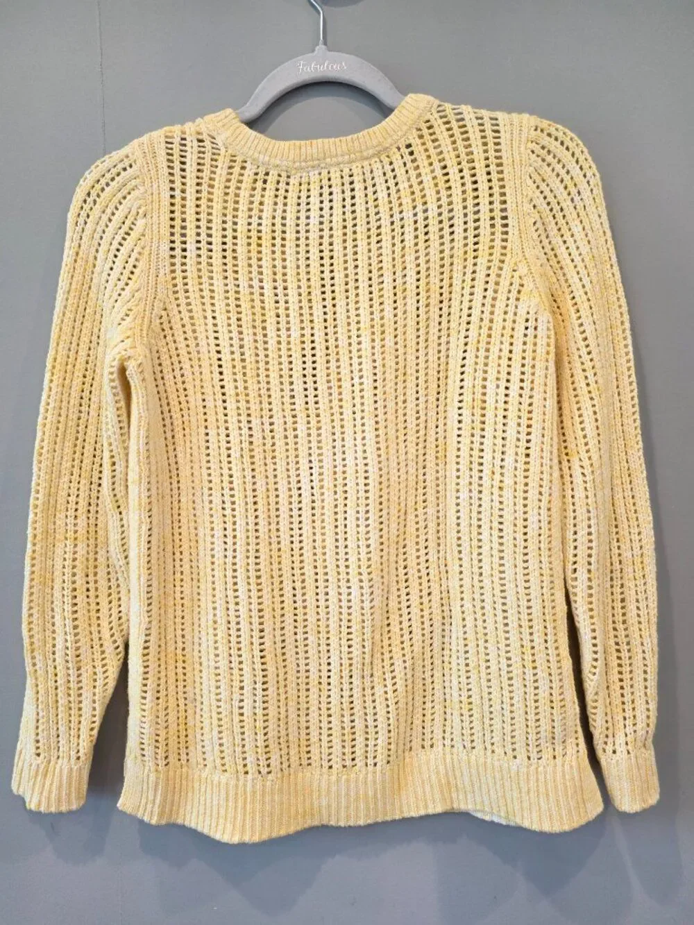 Talbots Cotton Open Knit Butter Yellow Pullover Sweater SM Preppy Office Casual